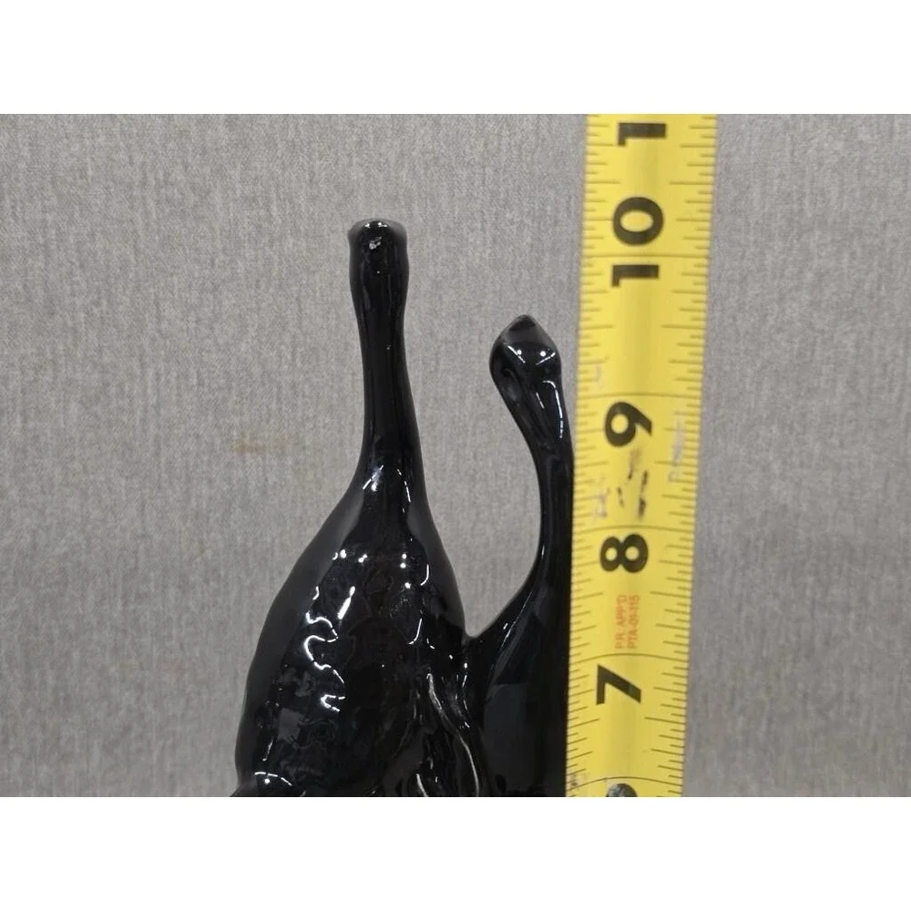 Vintage Camark Cranes Herons Glossy Black Flower Frog Figurine 10